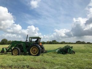 Tractor tilling the field
